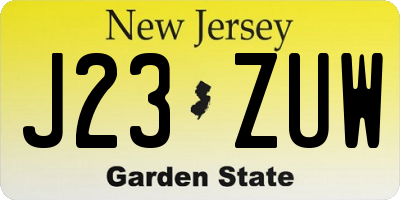 NJ license plate J23ZUW