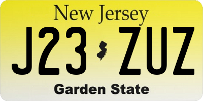 NJ license plate J23ZUZ