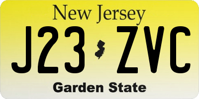NJ license plate J23ZVC