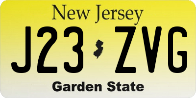 NJ license plate J23ZVG