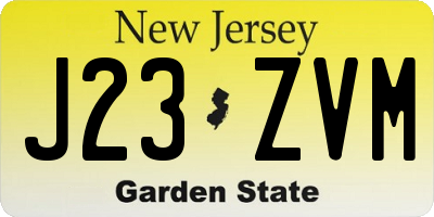 NJ license plate J23ZVM