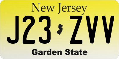 NJ license plate J23ZVV