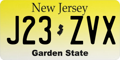 NJ license plate J23ZVX
