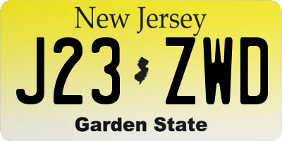 NJ license plate J23ZWD