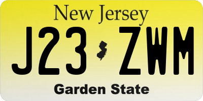 NJ license plate J23ZWM