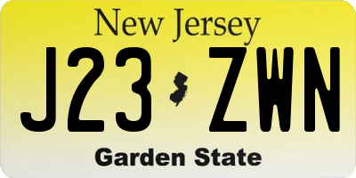 NJ license plate J23ZWN