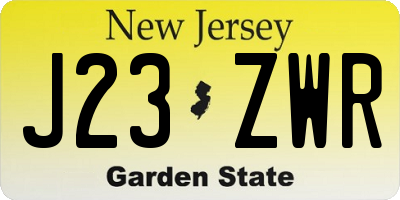 NJ license plate J23ZWR
