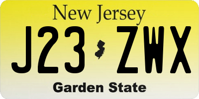 NJ license plate J23ZWX