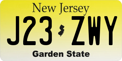 NJ license plate J23ZWY