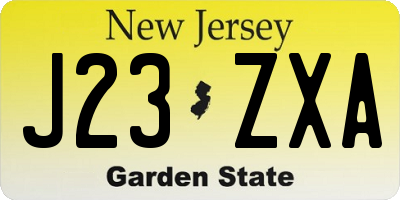 NJ license plate J23ZXA