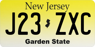 NJ license plate J23ZXC