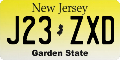 NJ license plate J23ZXD