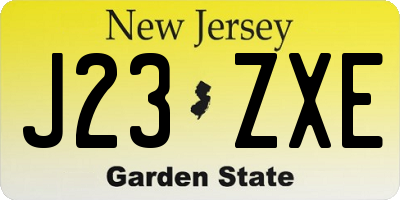 NJ license plate J23ZXE