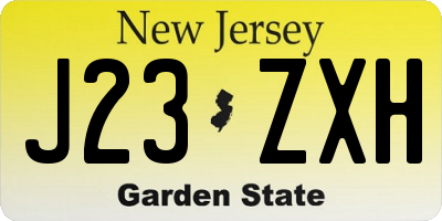 NJ license plate J23ZXH