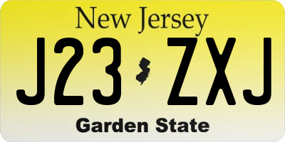NJ license plate J23ZXJ