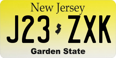 NJ license plate J23ZXK
