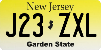 NJ license plate J23ZXL