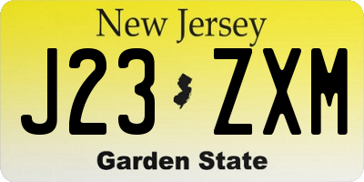 NJ license plate J23ZXM