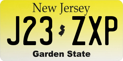 NJ license plate J23ZXP