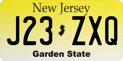 NJ license plate J23ZXQ