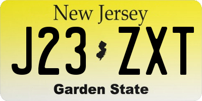 NJ license plate J23ZXT