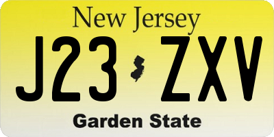 NJ license plate J23ZXV