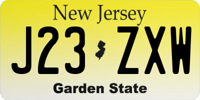 NJ license plate J23ZXW