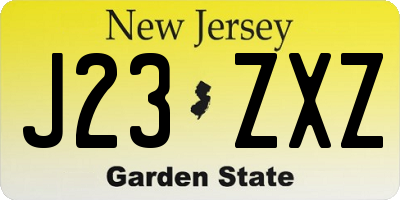 NJ license plate J23ZXZ