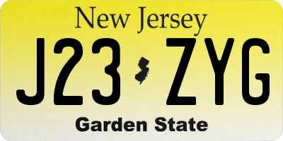 NJ license plate J23ZYG