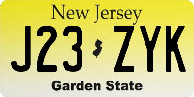 NJ license plate J23ZYK