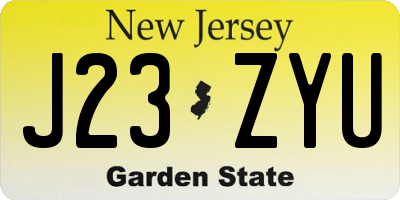 NJ license plate J23ZYU