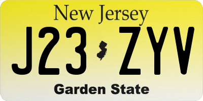 NJ license plate J23ZYV
