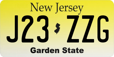 NJ license plate J23ZZG