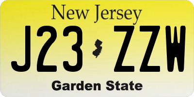 NJ license plate J23ZZW