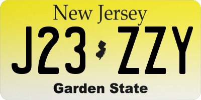 NJ license plate J23ZZY