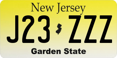 NJ license plate J23ZZZ