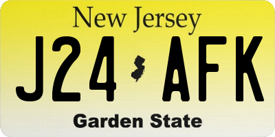 NJ license plate J24AFK