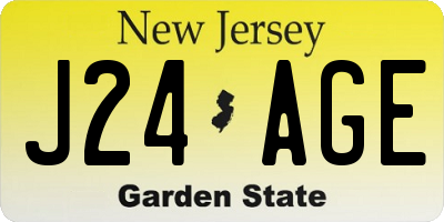 NJ license plate J24AGE