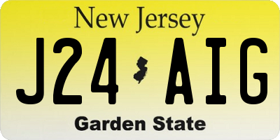 NJ license plate J24AIG