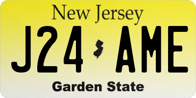 NJ license plate J24AME