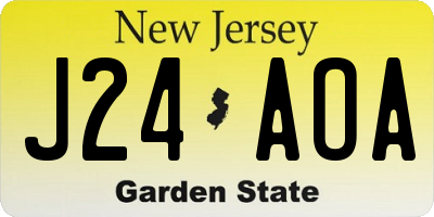 NJ license plate J24AOA