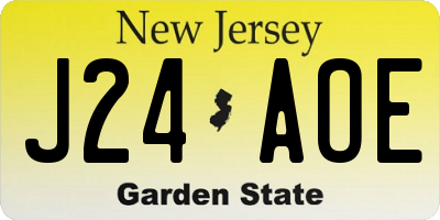 NJ license plate J24AOE