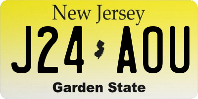 NJ license plate J24AOU