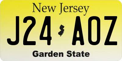NJ license plate J24AOZ