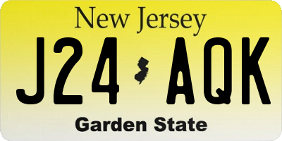 NJ license plate J24AQK