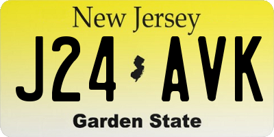 NJ license plate J24AVK