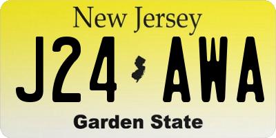 NJ license plate J24AWA