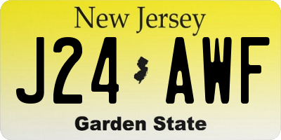 NJ license plate J24AWF