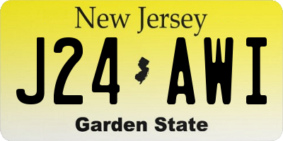 NJ license plate J24AWI