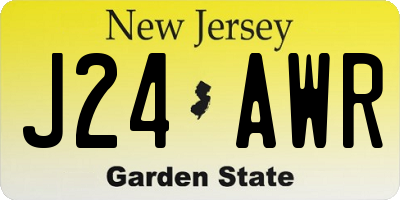 NJ license plate J24AWR
